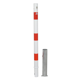 Uitneembare parkeerpalen D76mm 20 Uitneembare afzetpalen met cilinderslot. Compleet geleverd met grondkoker en 3 profielsleutels.